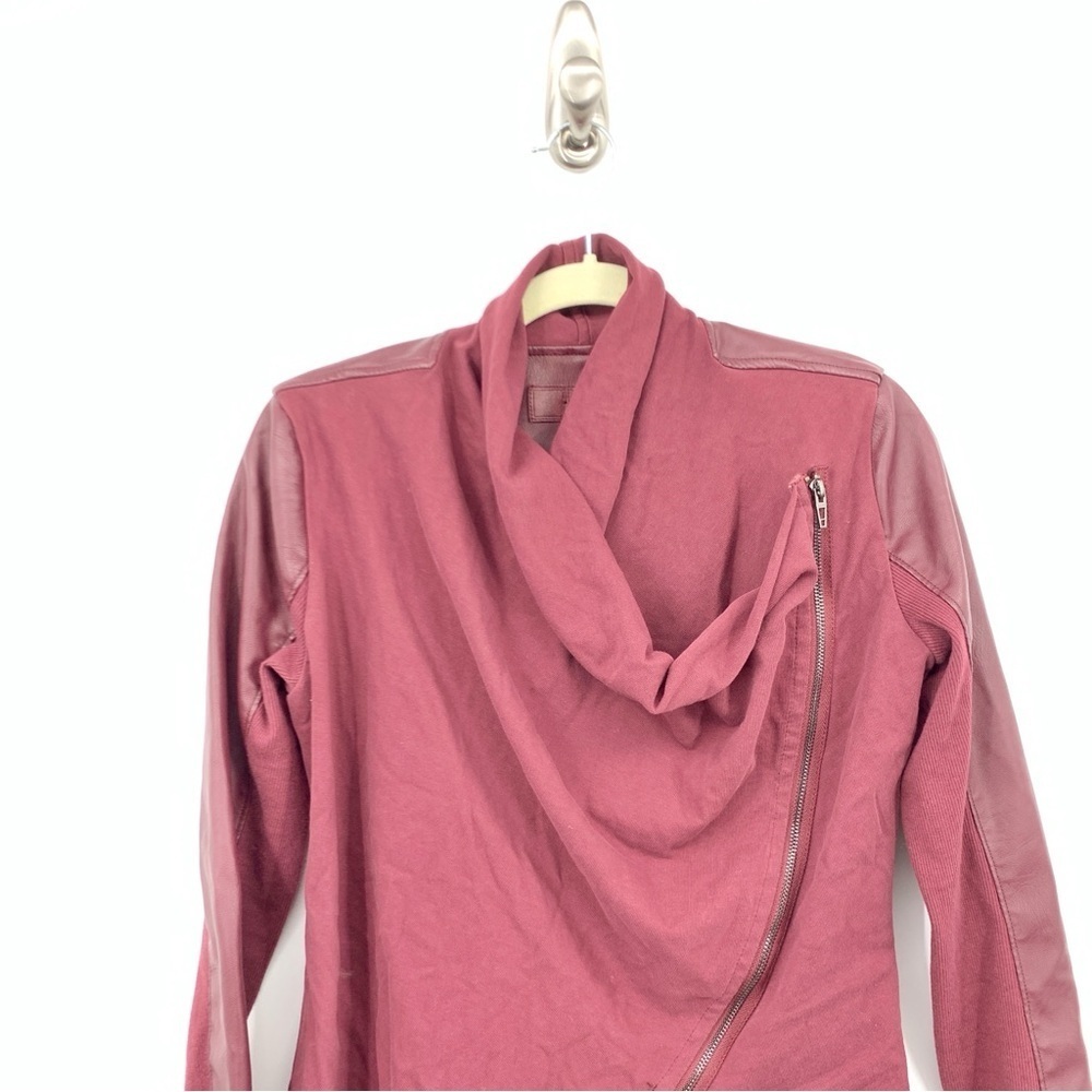 Blank NYC Women Size Small Jacket Motto Side Zip Drape Red Faux Leather Cotton - Picture 3 of 9
